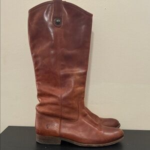 Frye Melissa Button Leather Riding Boot Cognac Brown size 9.5